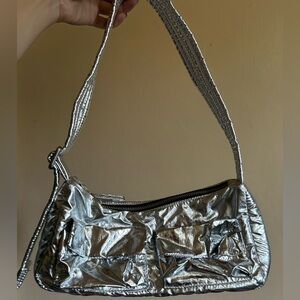 BAGGU Silver Metallic Cargo Bag